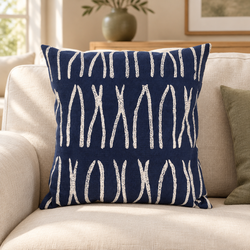 Sadza Lines Pillow Cover — Indigo