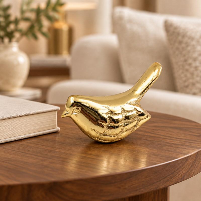 Gold Rustic Bird Figurine