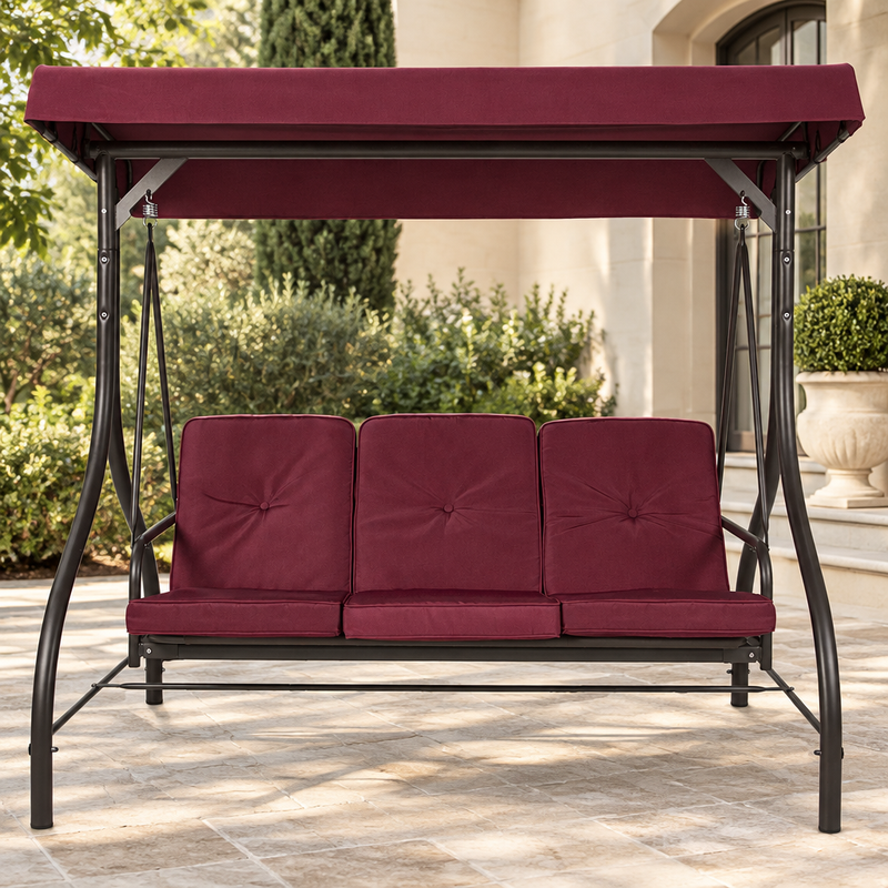 Burgundy Canopy Patio Swing