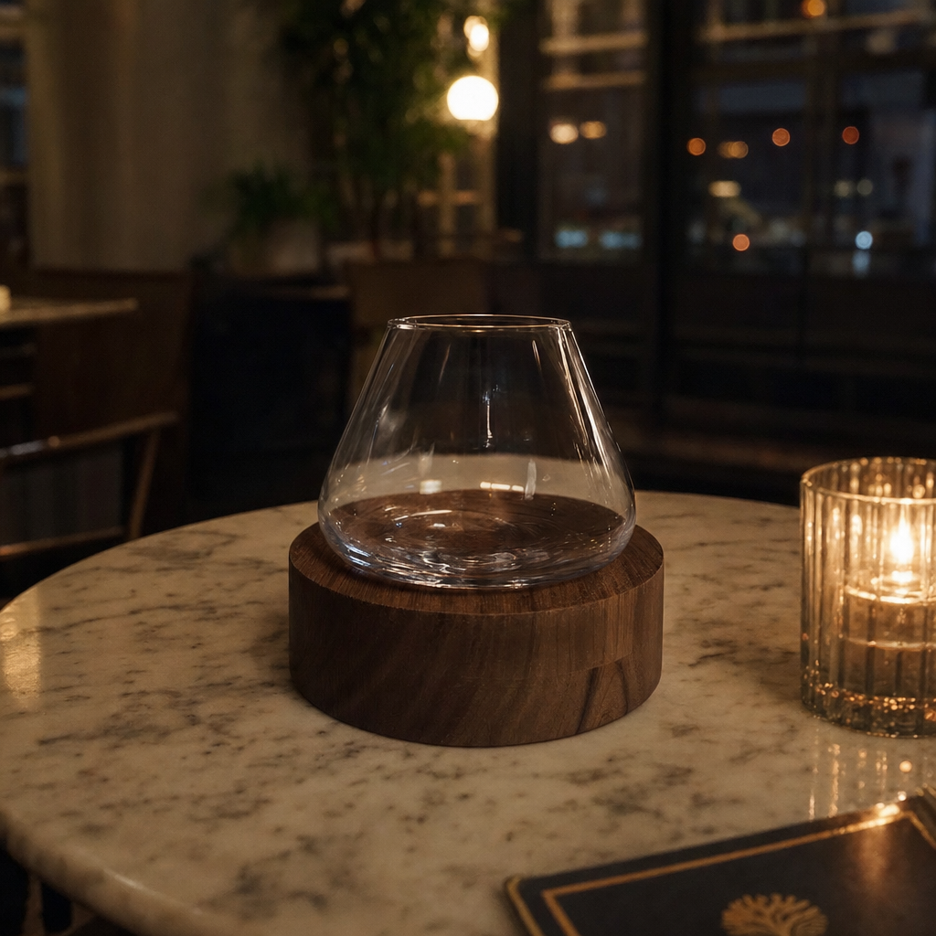 Kami Rotating Crystal Wine Glasses & Coasters