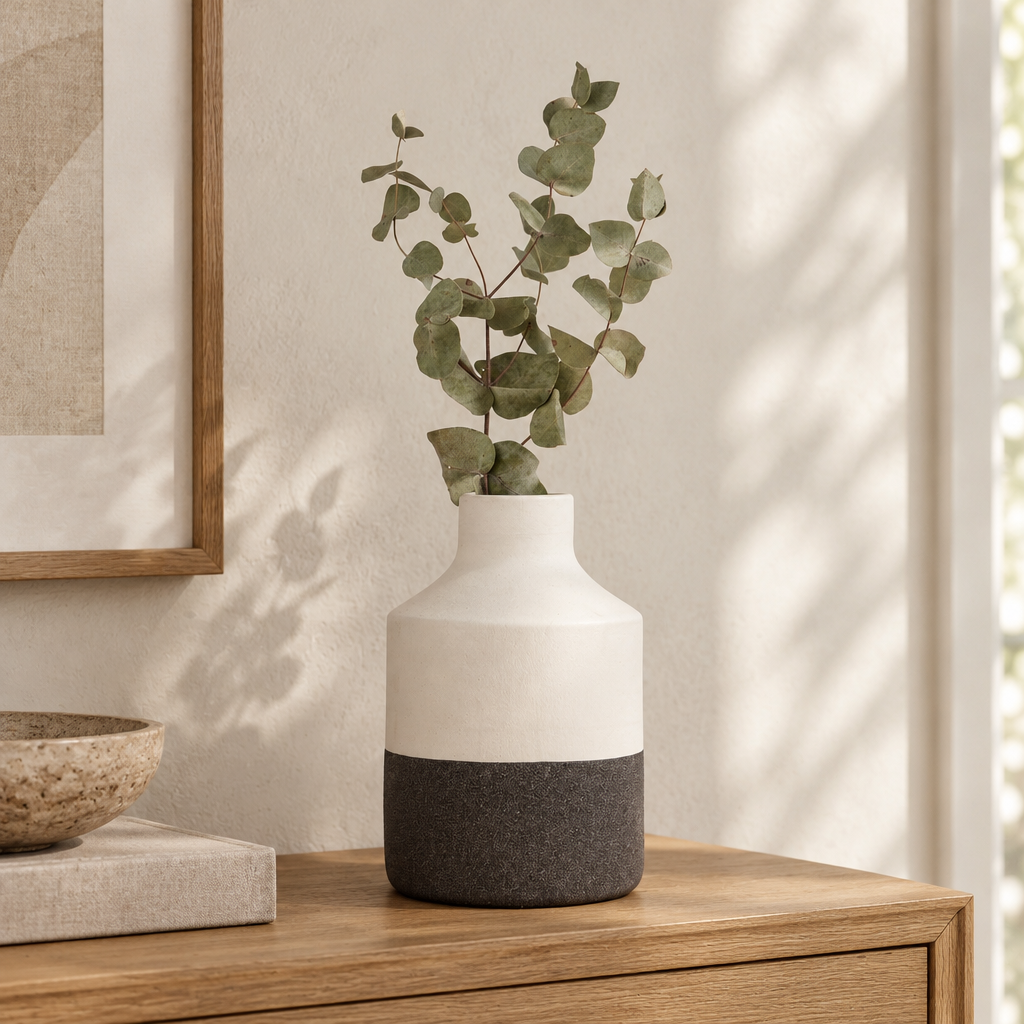 Matte Ceramic Vase in a styled home setting