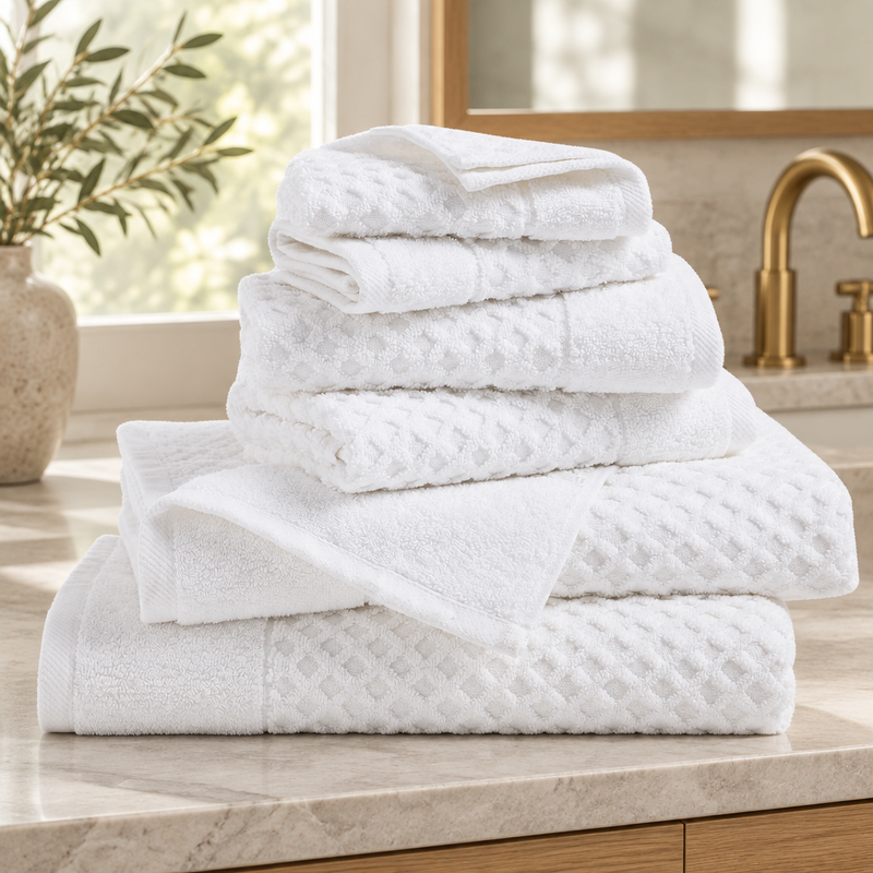 Grayson Diamond Waffle Cotton Towels