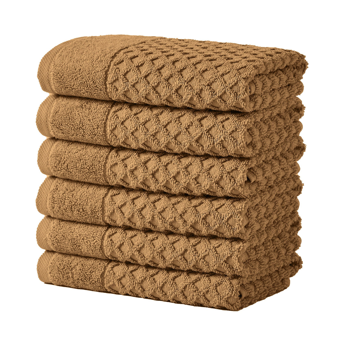 Grayson Diamond Waffle Cotton Towels — Washcloth (Pack of 6) / Mocha