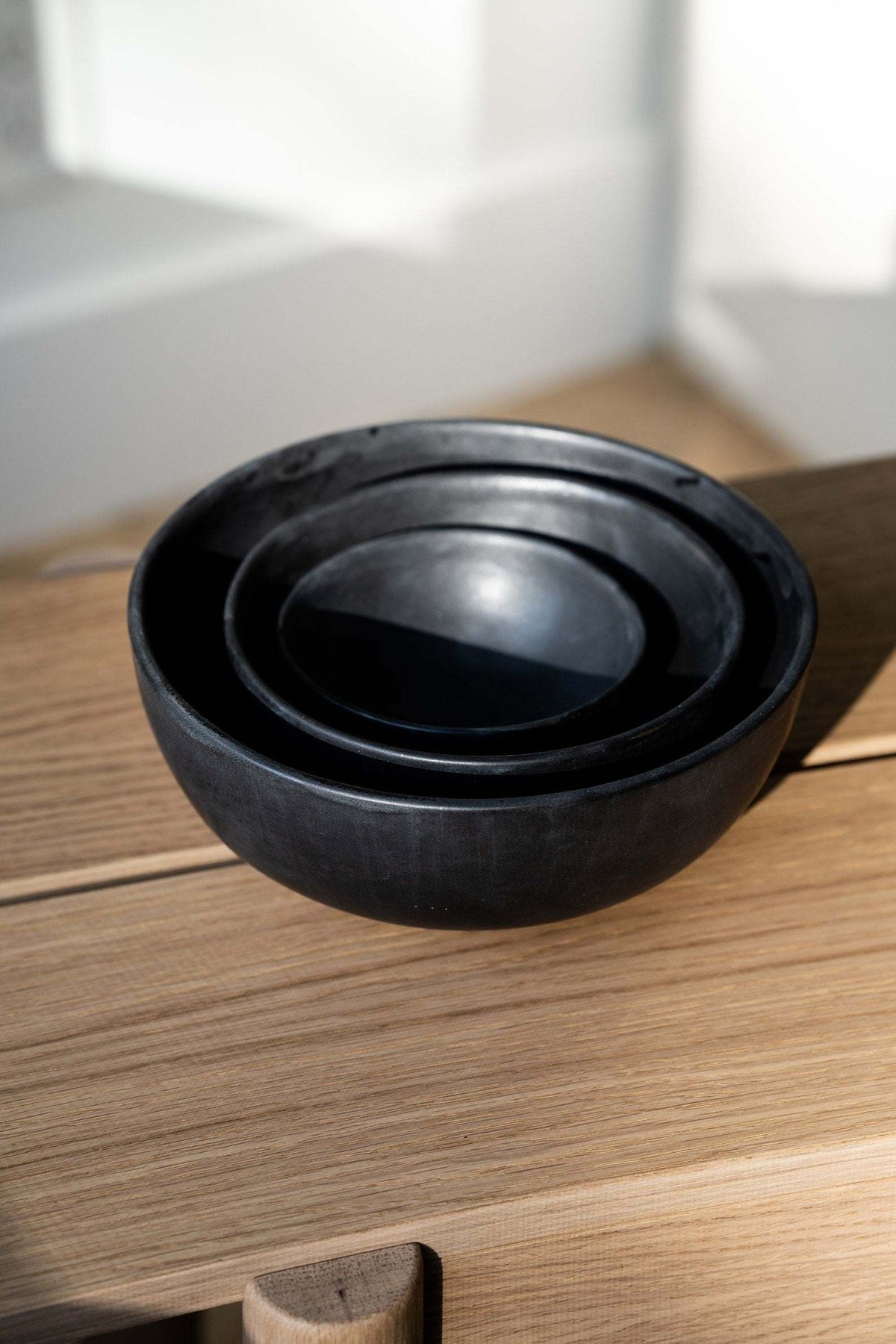 Matte Black Stoneware Serving Bowl