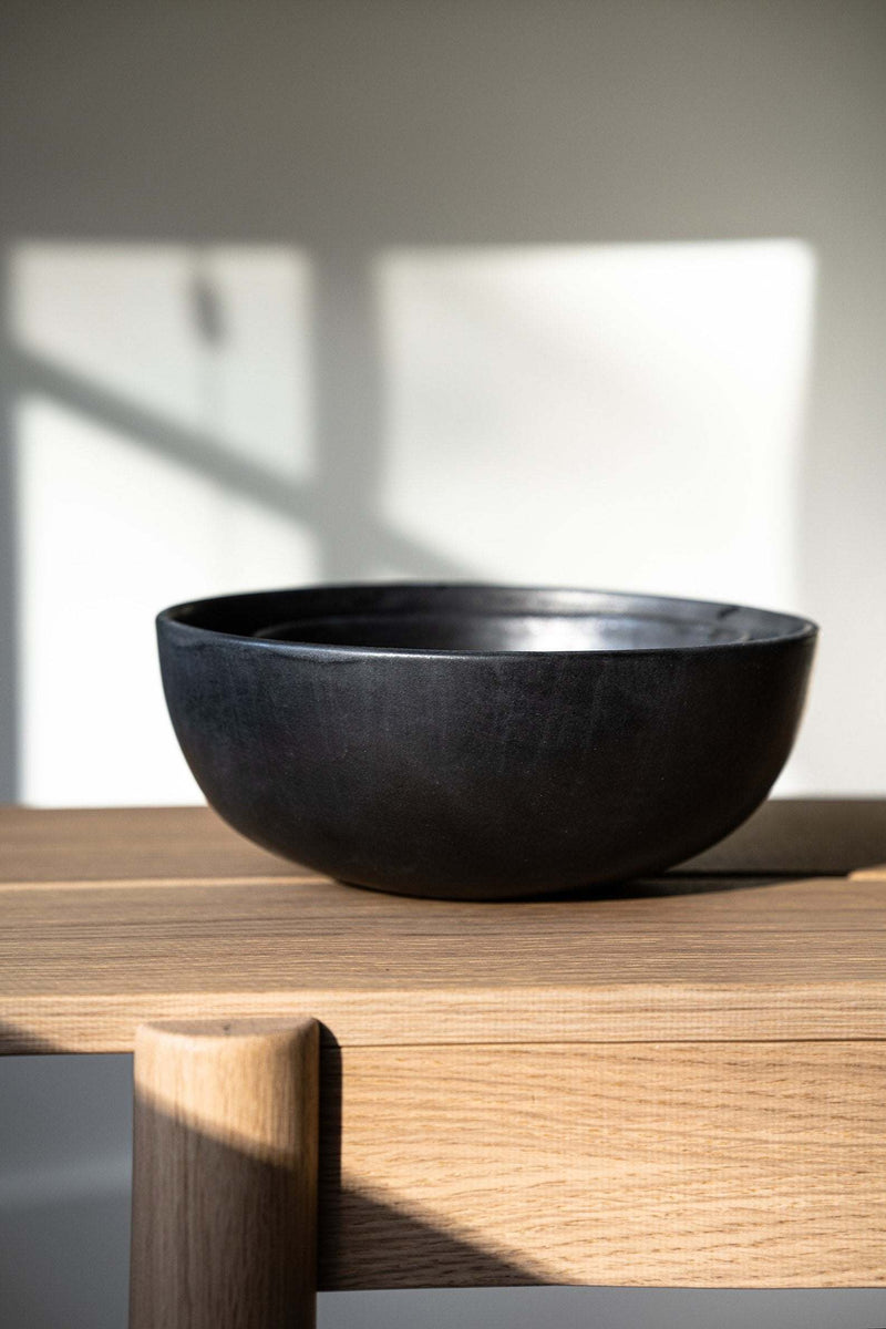 Matte Black Stoneware Serving Bowl