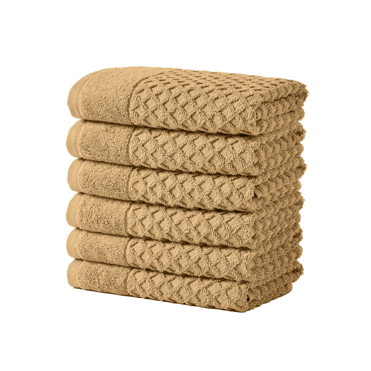 Grayson Diamond Waffle Cotton Towels — Hand Towel (Pack of 6) / Sand