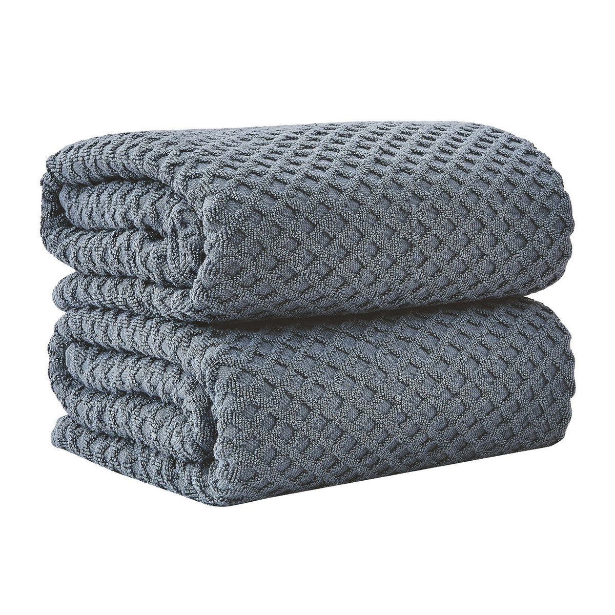 Grayson Diamond Waffle Cotton Towels — Bath Sheet (Pack of 2) / Blue