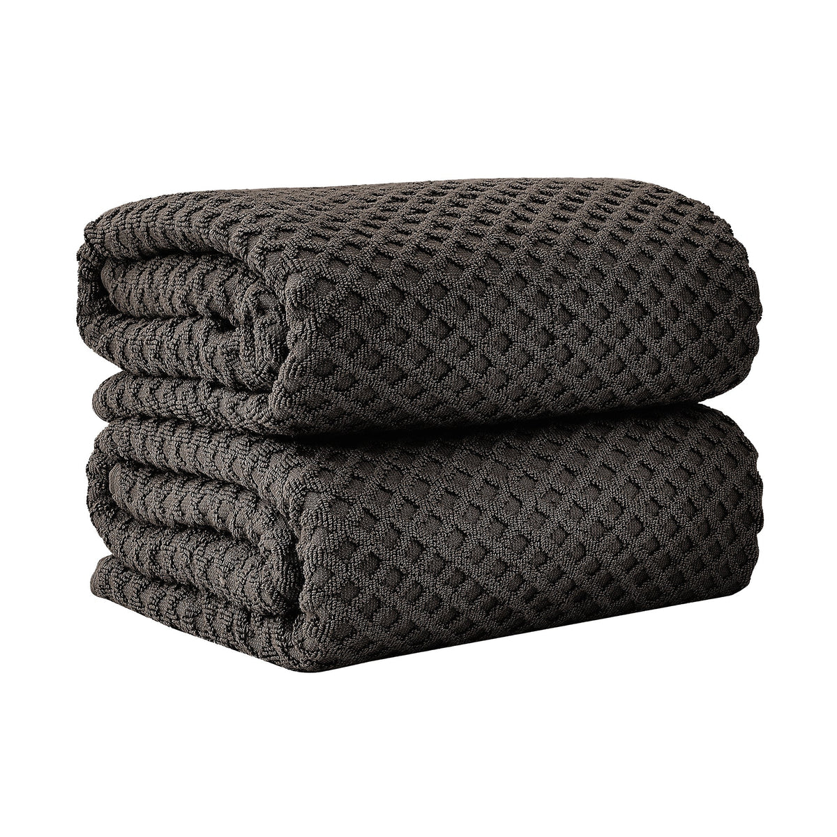 Grayson Diamond Waffle Cotton Towels — Bath Sheet (Pack of 2) / Midnight