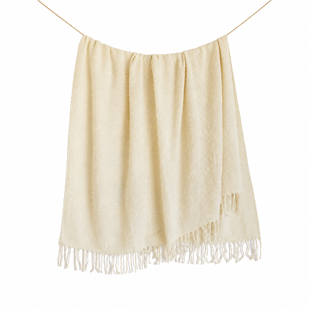 Ivory Alpaca Bouclé Throw