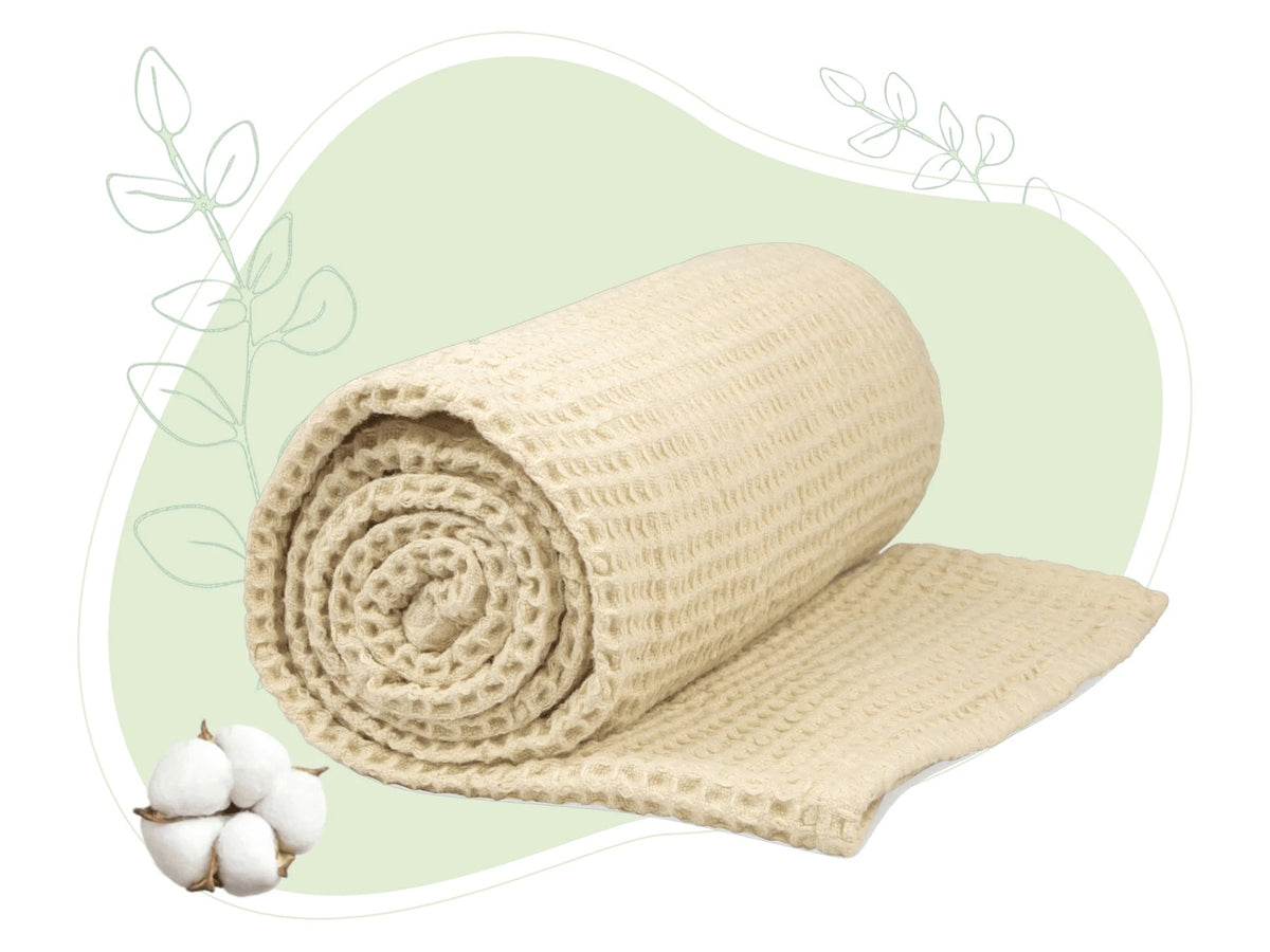 Cotton Waffle Weave Throw — Ivory