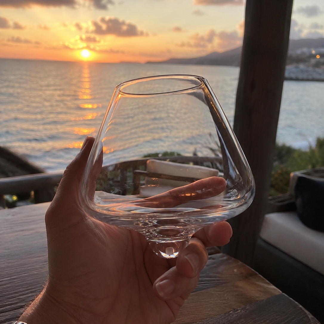 Kami Rotating Crystal Wine Glasses & Coasters