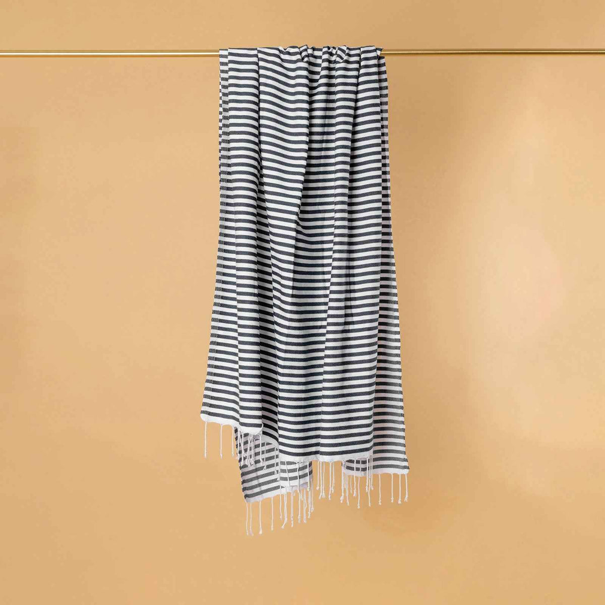 Linie Striped Turkish Cotton Towel — Black