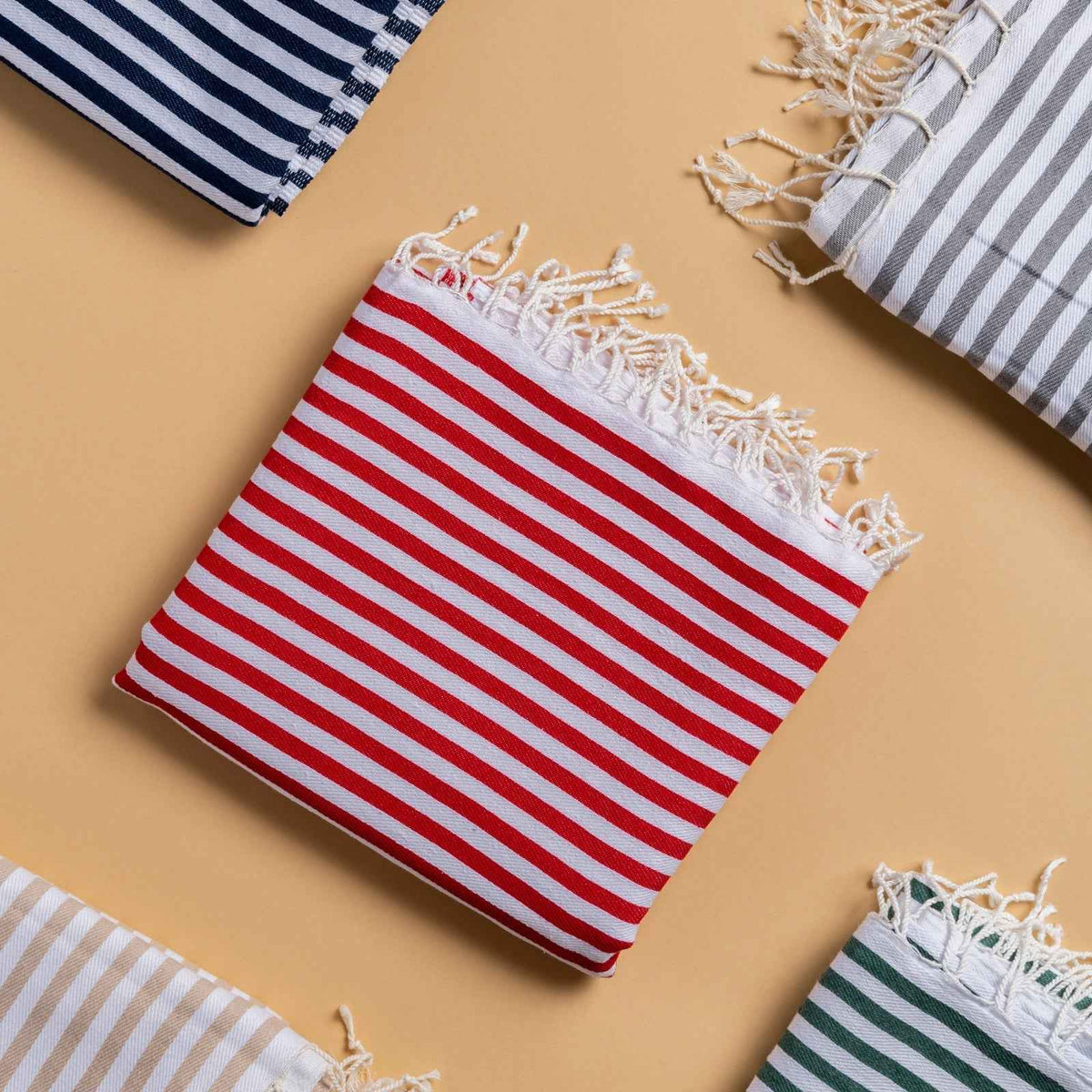 Linie Striped Turkish Cotton Towel — Black