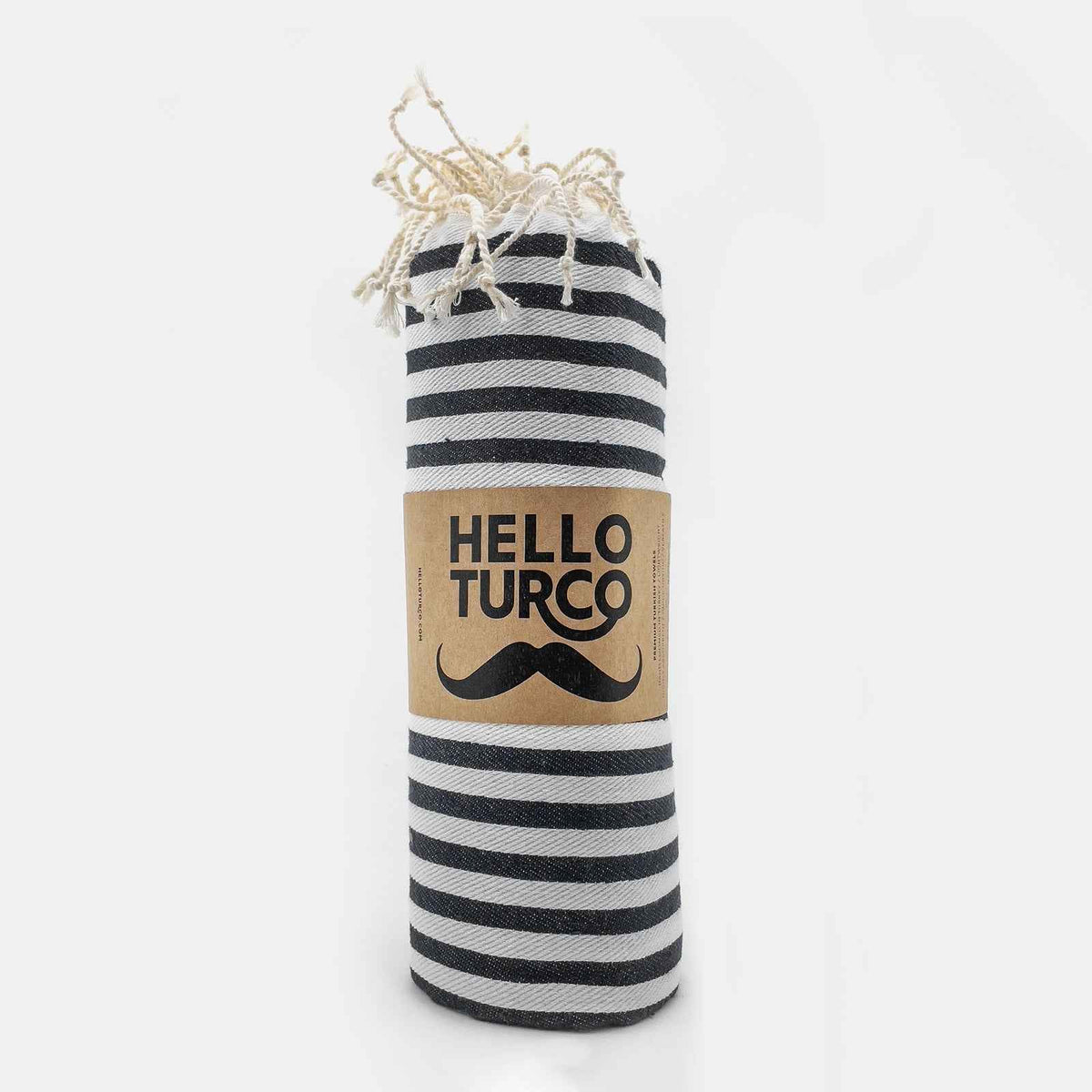 Linie Striped Turkish Cotton Towel — Black