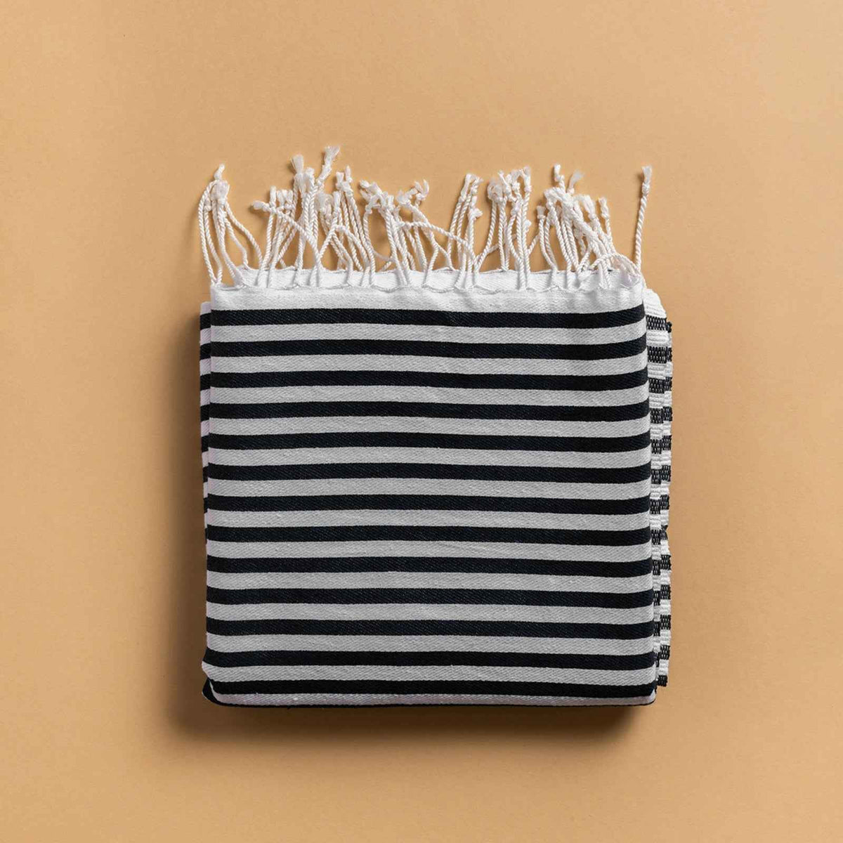 Linie Striped Turkish Cotton Towel — Black