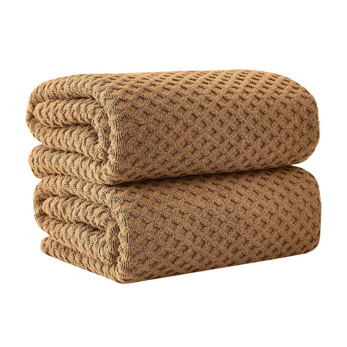 Grayson Diamond Waffle Cotton Towels — Bath Sheet (Pack of 2) / Mocha