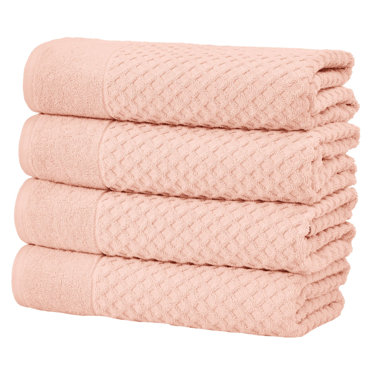 Grayson Diamond Waffle Cotton Towels — Bath Towel (Pack of 4) / Blush