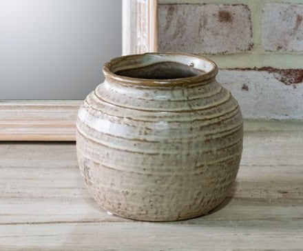 Milky Beige Ceramic Vase — Small 6"