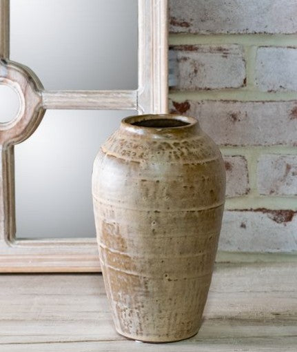 Milky Beige Ceramic Vase — Large 8"