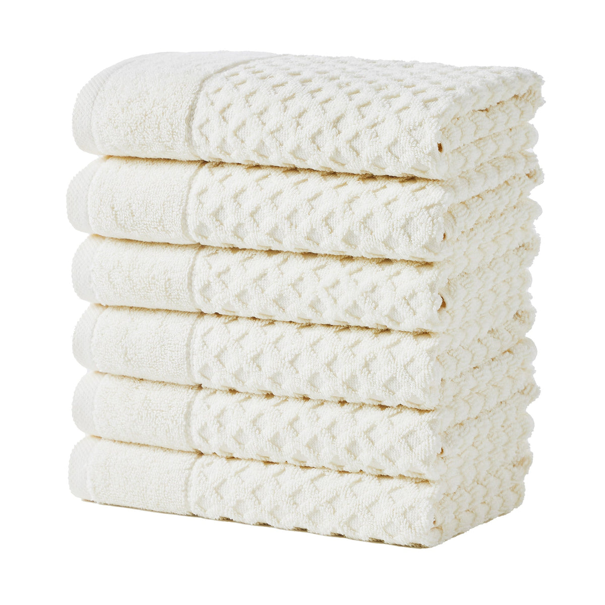 Grayson Diamond Waffle Cotton Towels — Hand Towel (Pack of 6) / Ivory