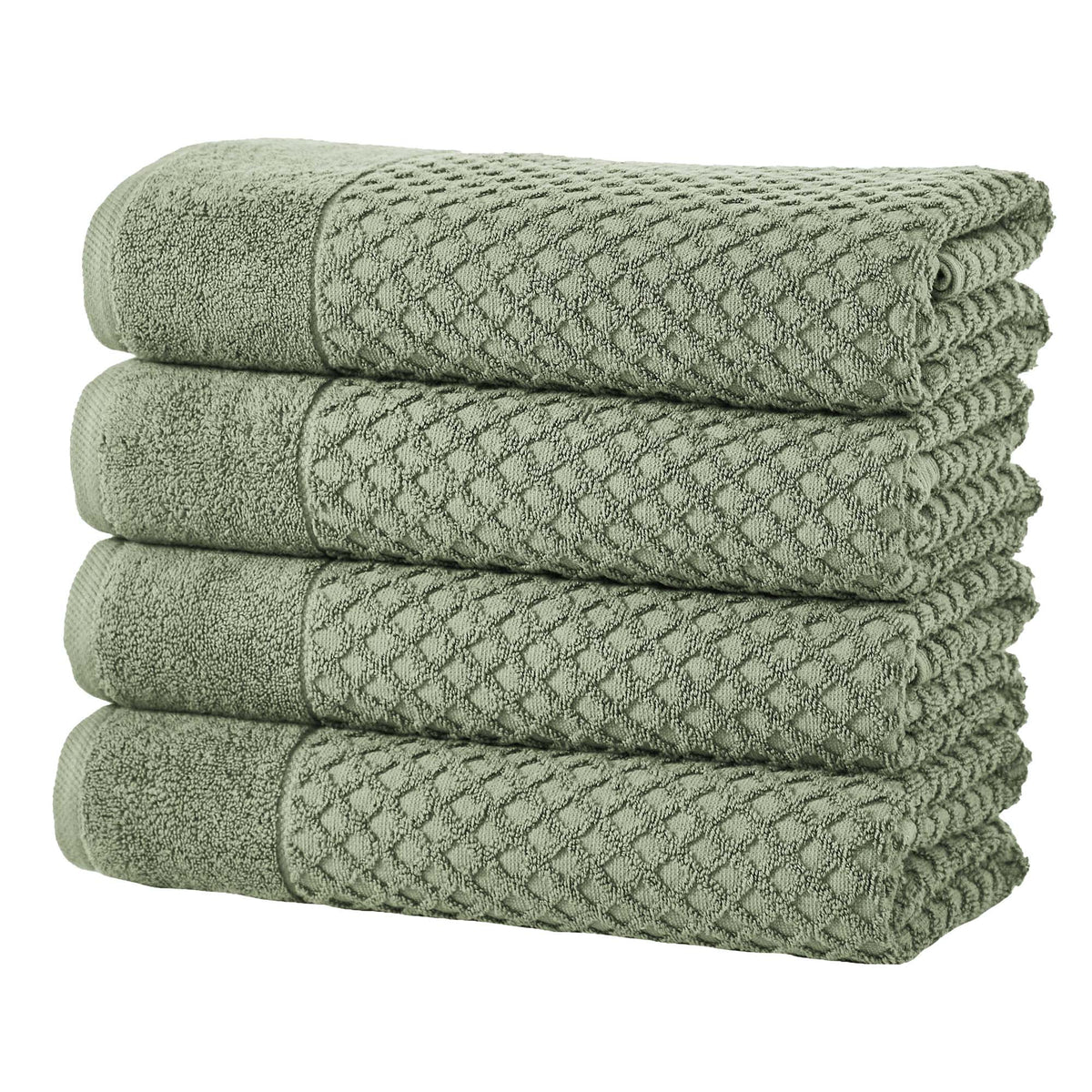 Grayson Diamond Waffle Cotton Towels — Bath Towel (Pack of 4) / Eucalyptus