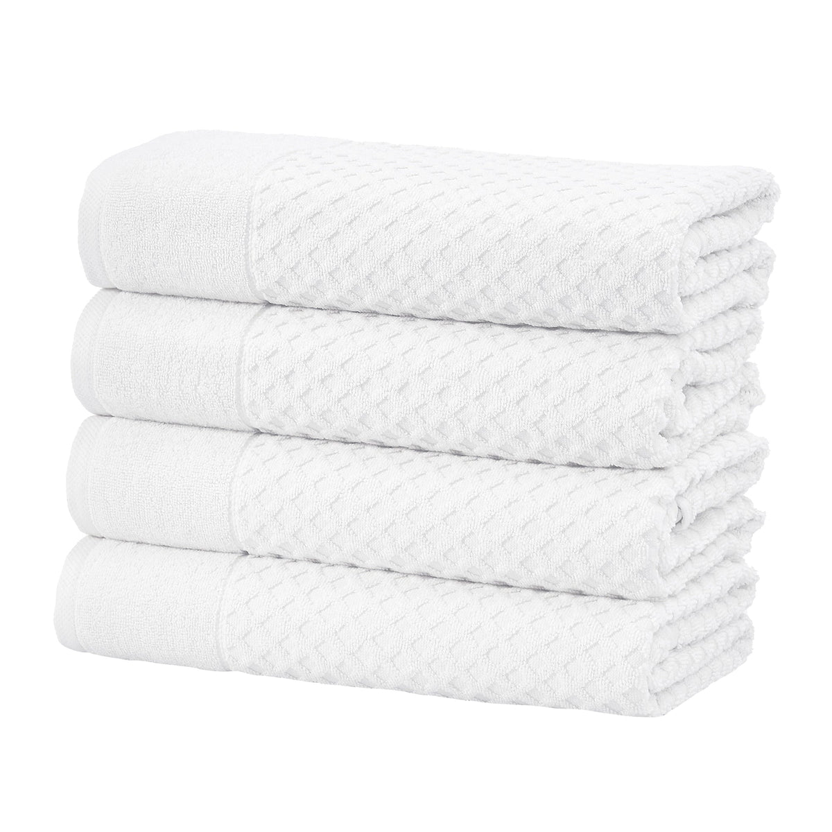 Grayson Diamond Waffle Cotton Towels — Bath Towel (Pack of 4) / Optic White