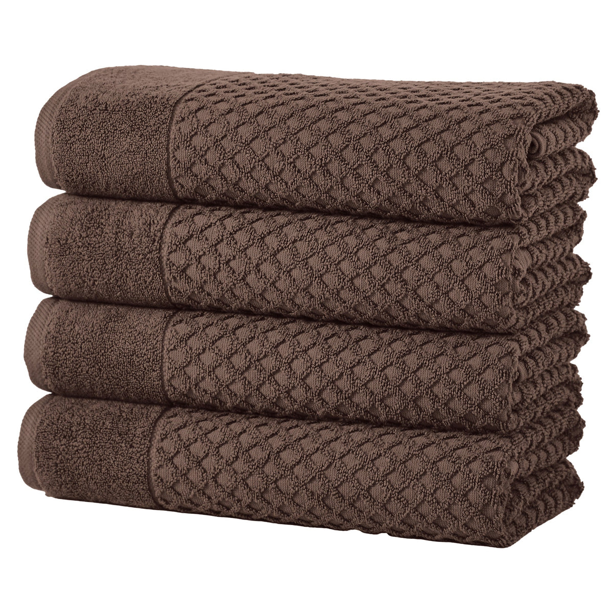 Grayson Diamond Waffle Cotton Towels — Bath Towel (Pack of 4) / Chocolate