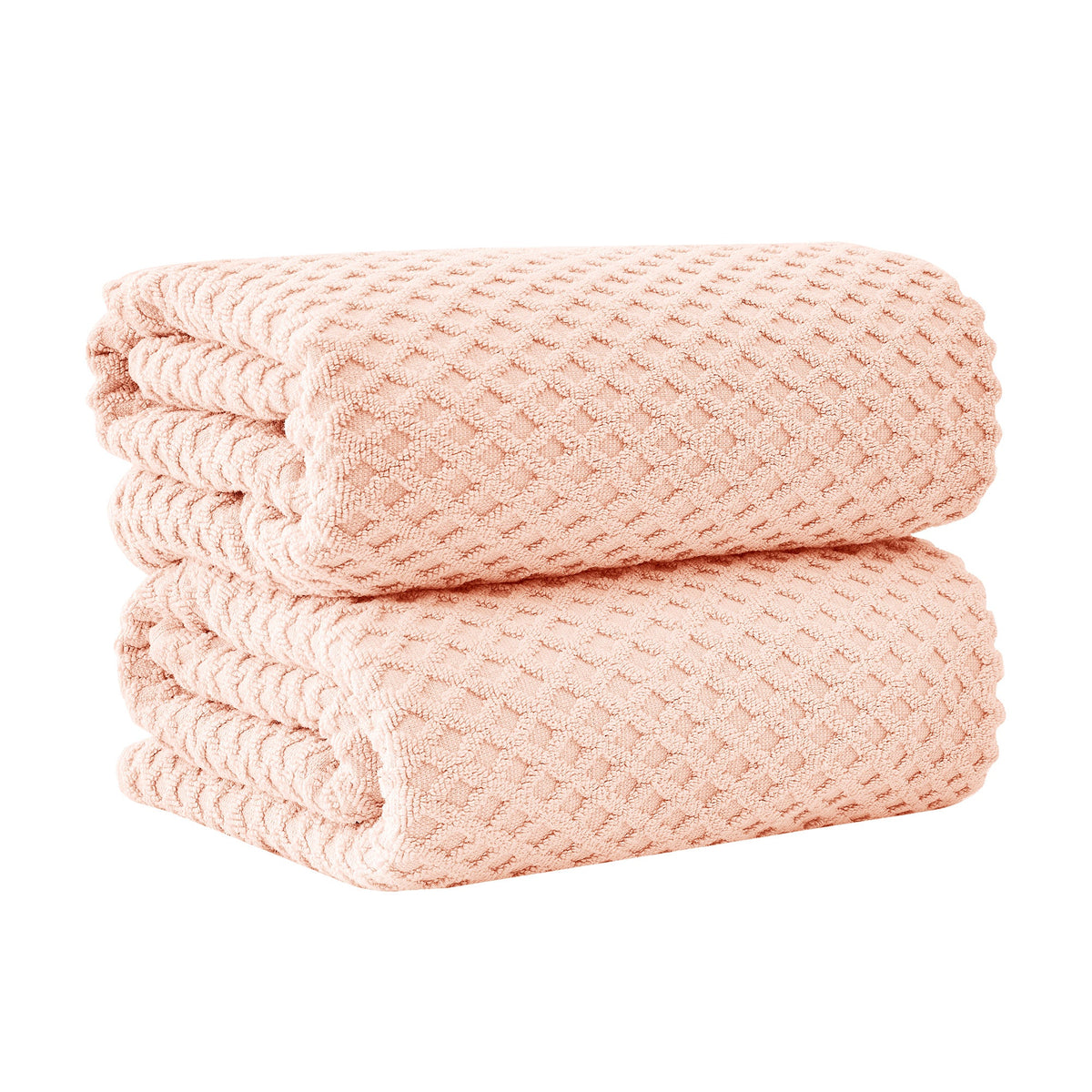 Grayson Diamond Waffle Cotton Towels — Bath Sheet (Pack of 2) / Blush