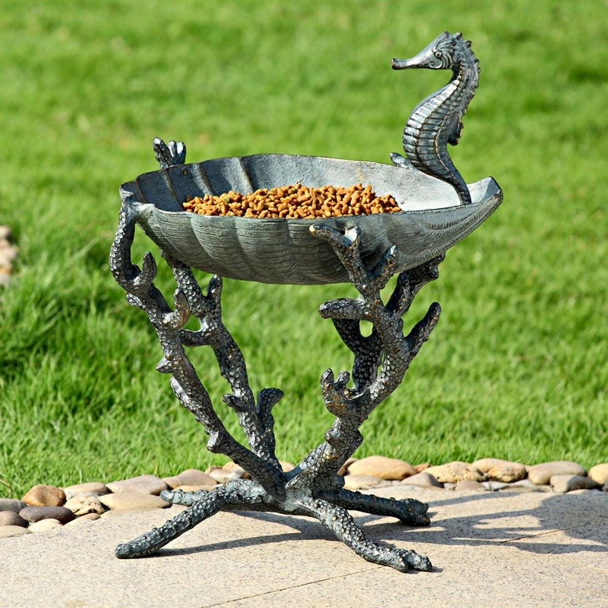 Seahorse Patio Birdbath & Feeder