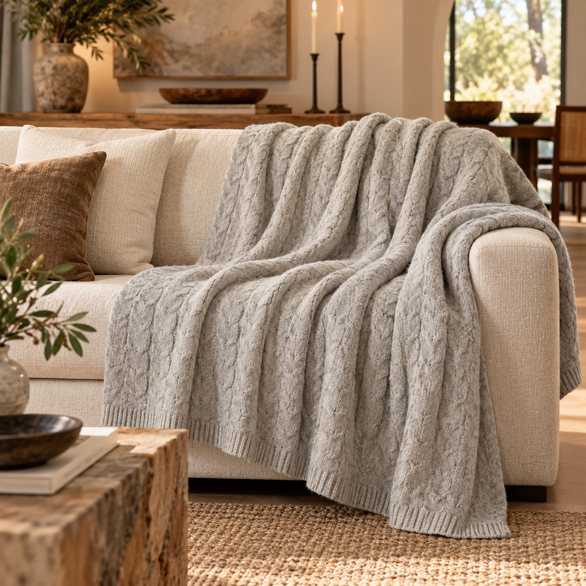 Muru Alpaca & Pima Cotton Throw — Silver Gray