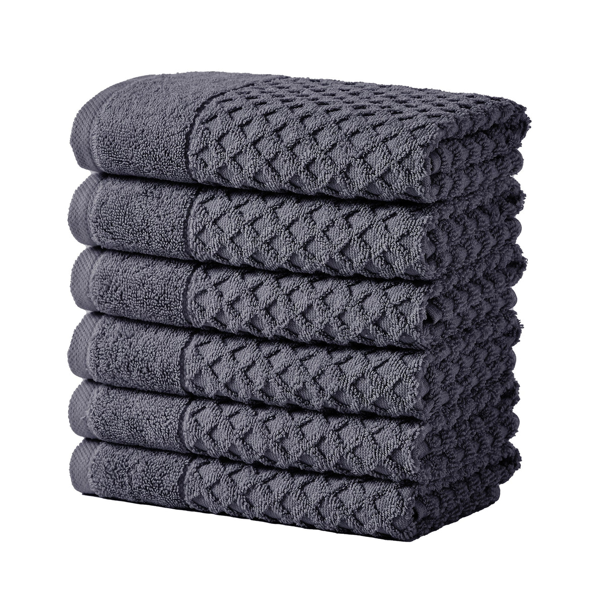 Grayson Diamond Waffle Cotton Towels — Hand Towel (Pack of 6) / Stone Blue