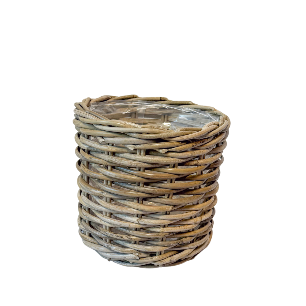 Handwoven Rattan Planter Basket — Small - 8" H
