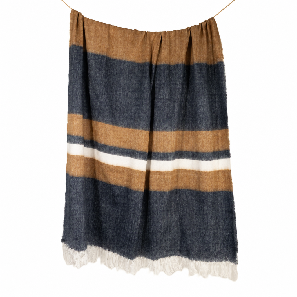 Kallpa Alpaca Throw — Copper & Navy