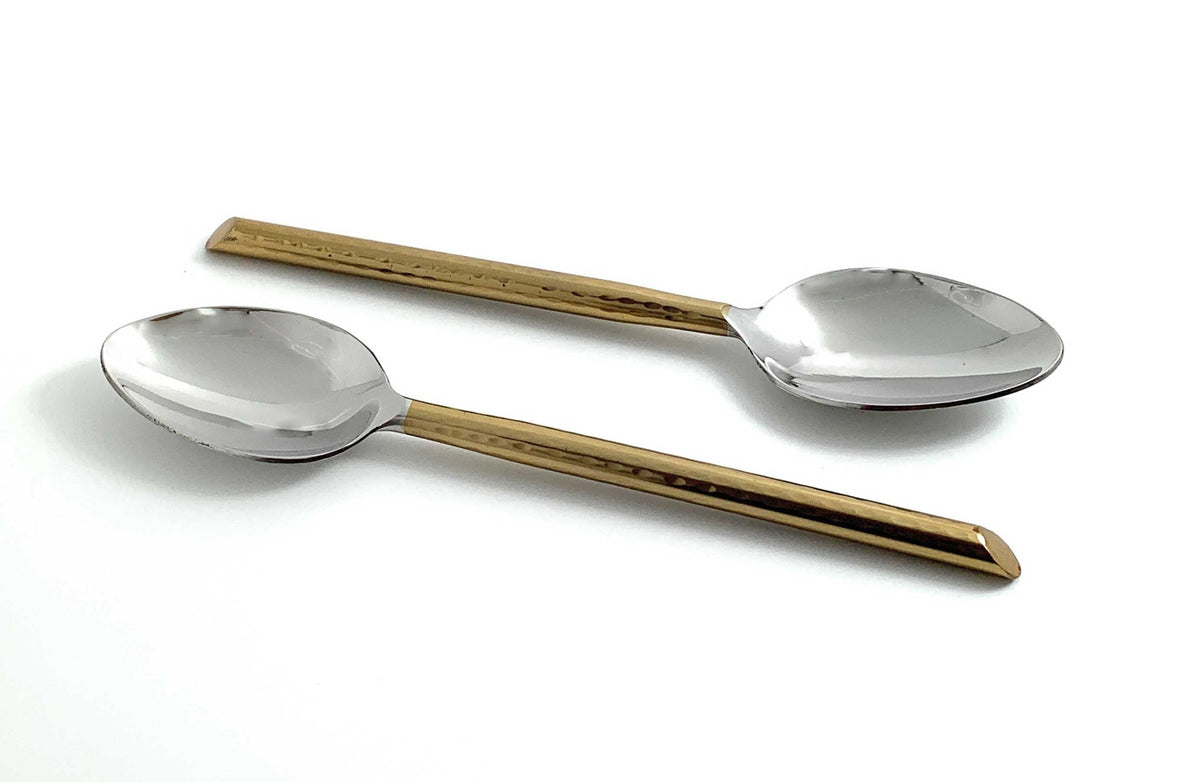 Gold Hammered-Handle Tablespoons — Set of Six