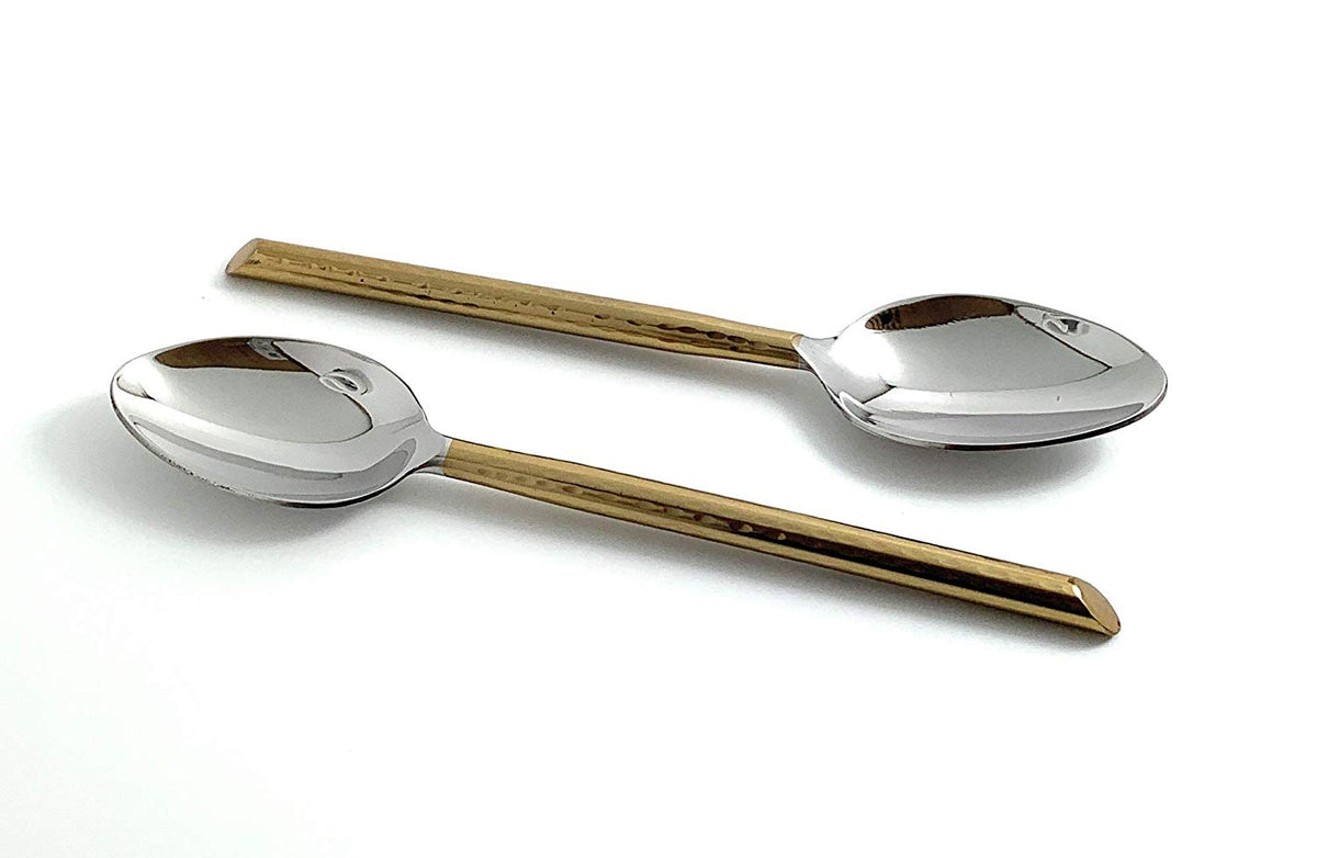 Gold Hammered-Handle Tablespoons — Set of Six