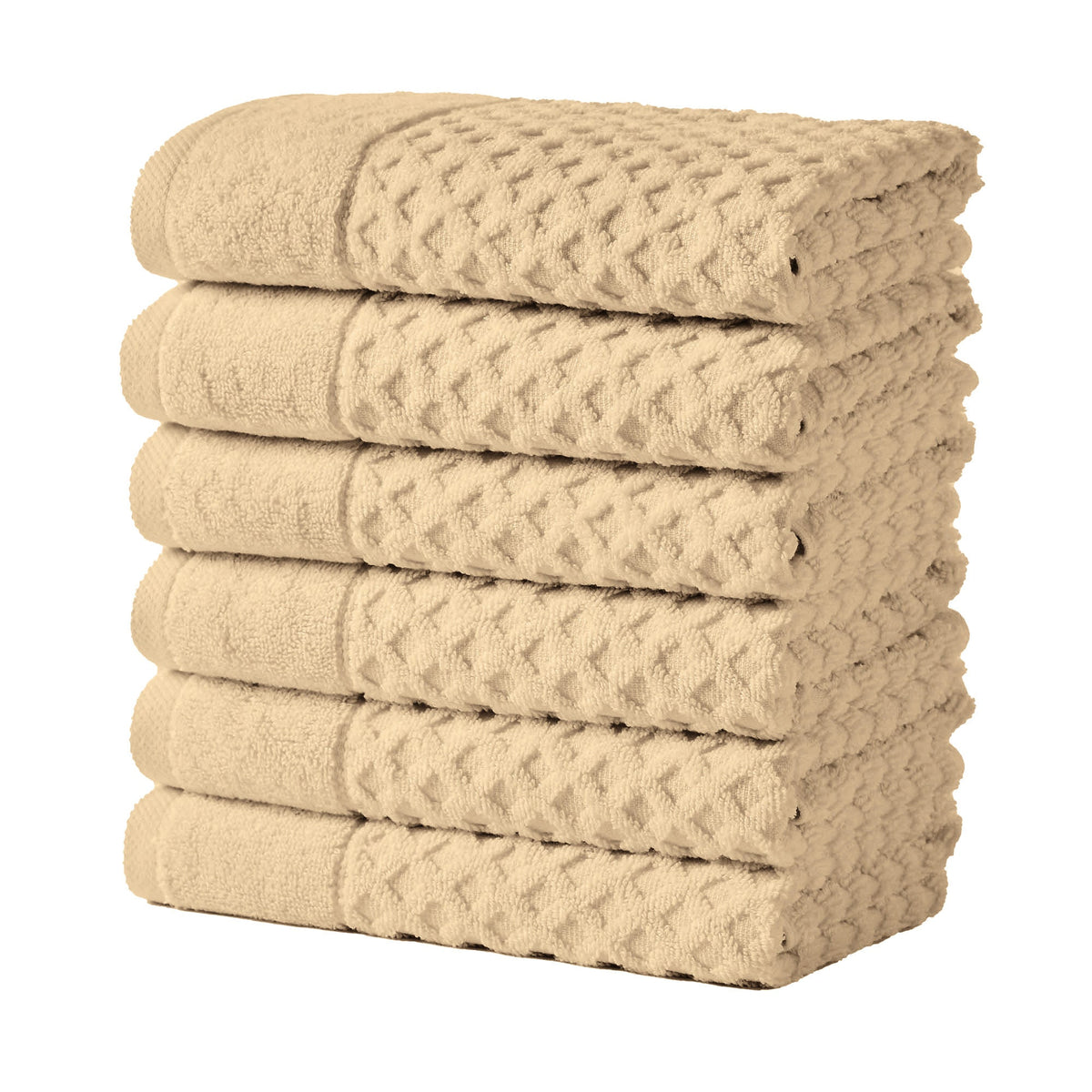 Grayson Diamond Waffle Cotton Towels — Washcloth (Pack of 6) / Oatmeal