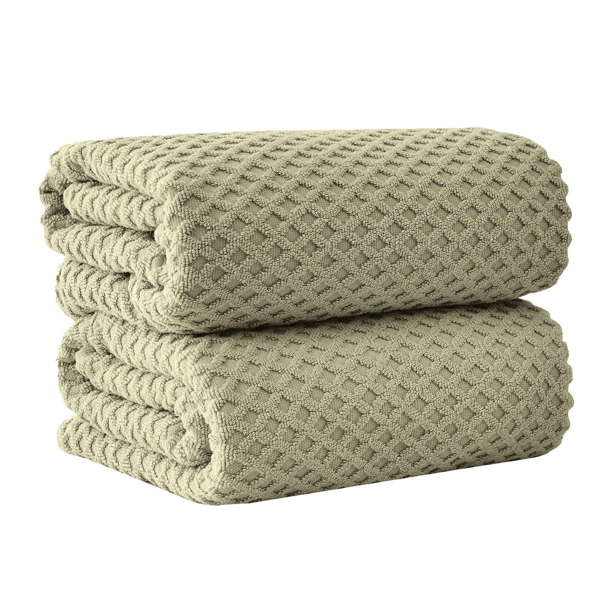 Grayson Diamond Waffle Cotton Towels — Bath Sheet (Pack of 2) / Desert Sage Green