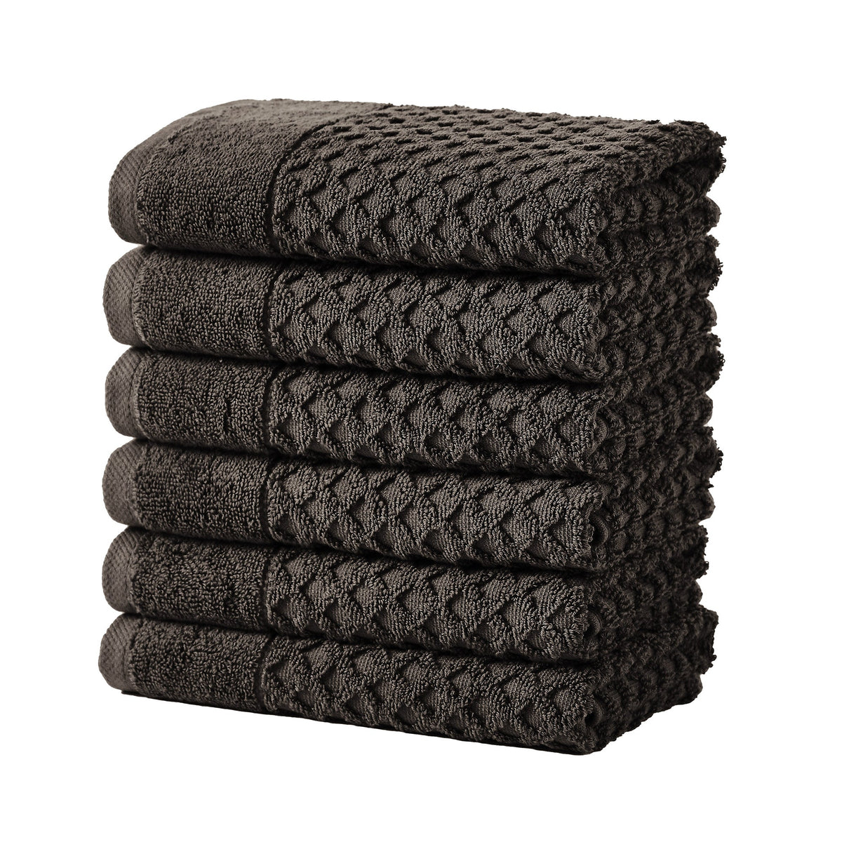 Grayson Diamond Waffle Cotton Towels — Hand Towel (Pack of 6) / Midnight