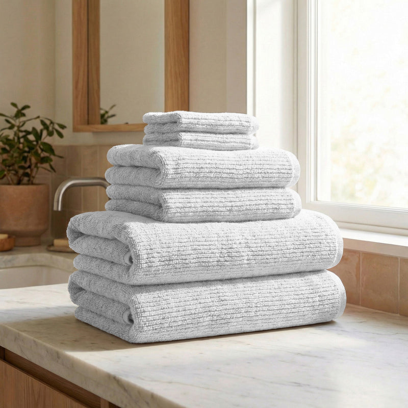 Georgiana Ribbed Turkish Cotton Towels — Six Pieces