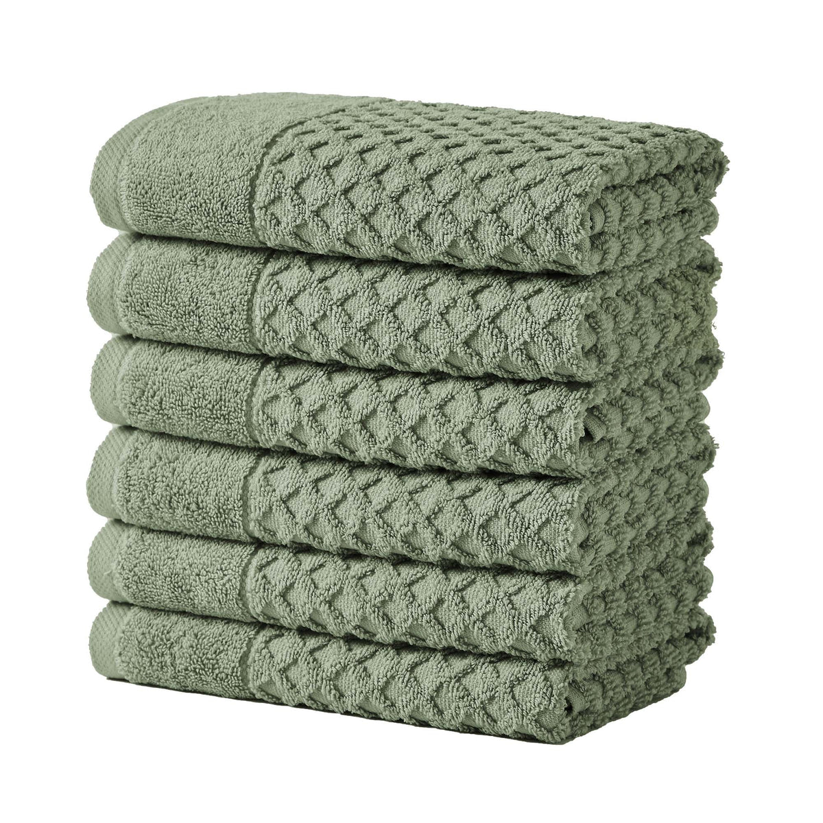 Grayson Diamond Waffle Cotton Towels — Hand Towel (Pack of 6) / Eucalyptus