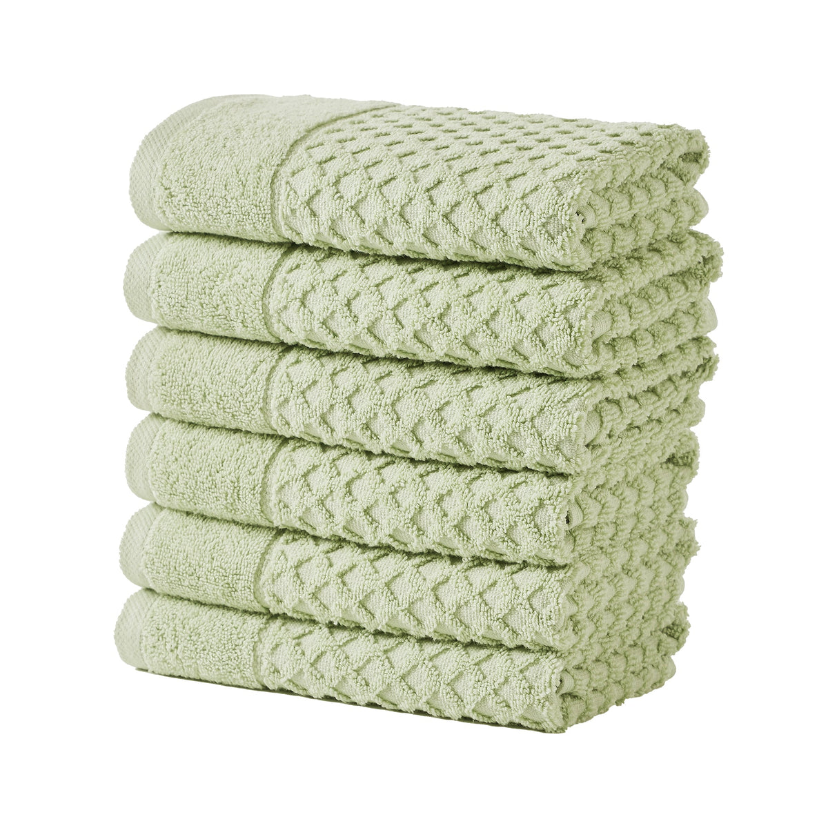Grayson Diamond Waffle Cotton Towels — Hand Towel (Pack of 6) / Pale Green