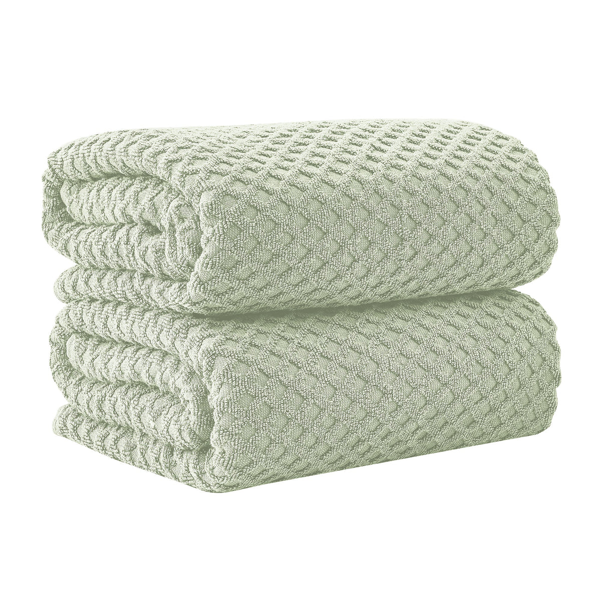 Grayson Diamond Waffle Cotton Towels — Bath Sheet (Pack of 2) / Pale Green