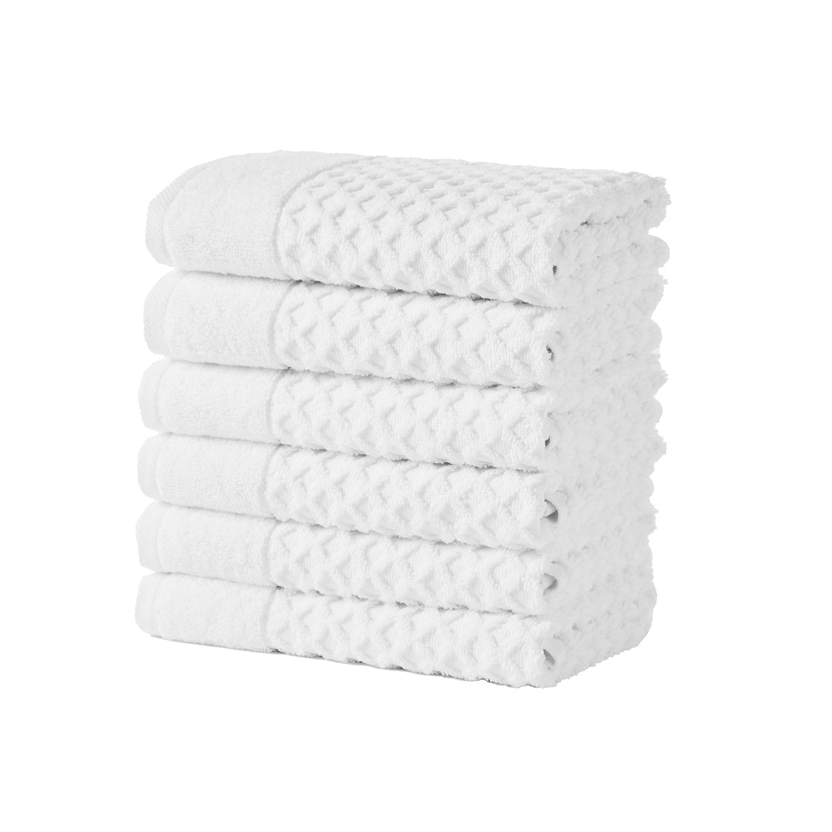 Grayson Diamond Waffle Cotton Towels — Hand Towel (Pack of 6) / Optic White