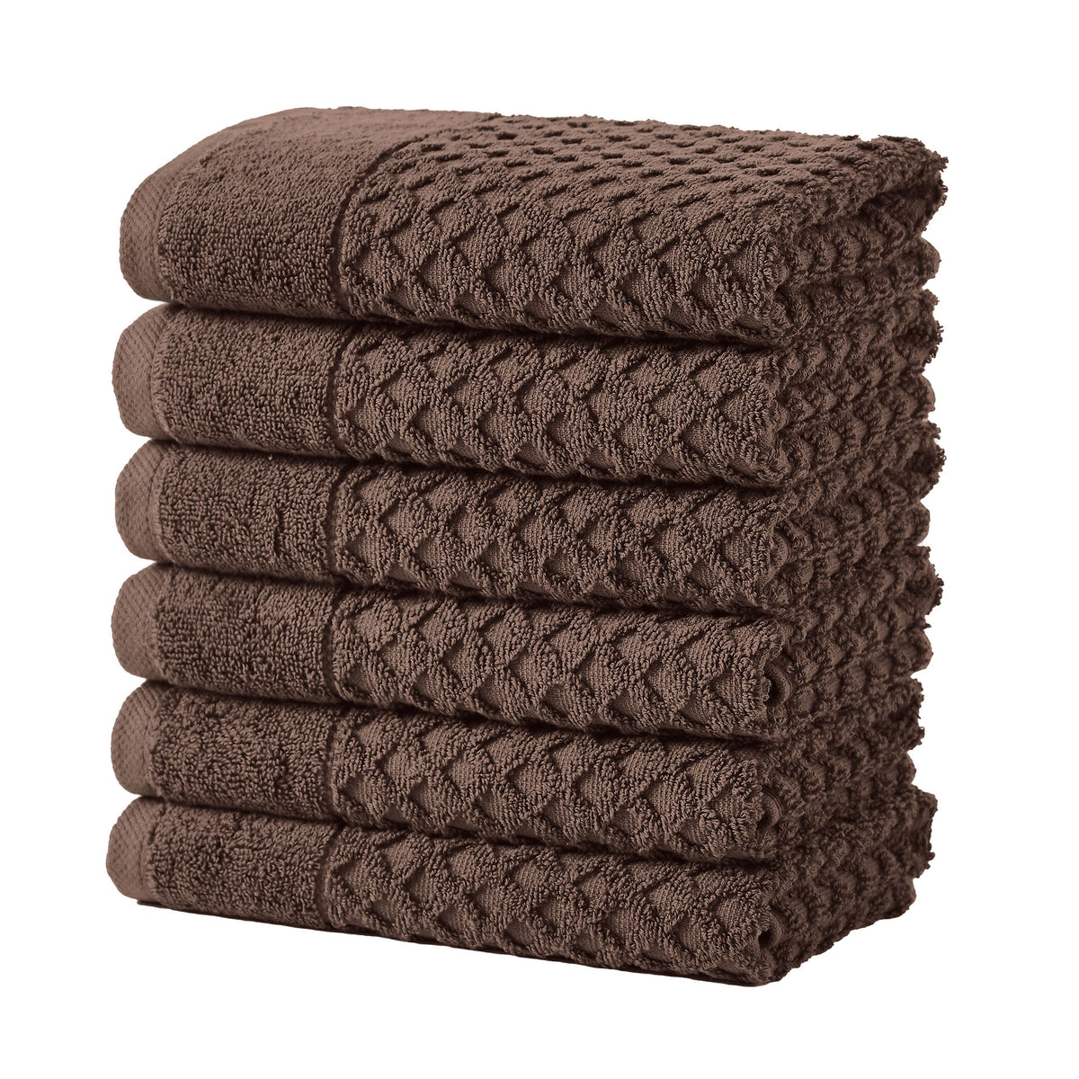Grayson Diamond Waffle Cotton Towels — Hand Towel (Pack of 6) / Chocolate